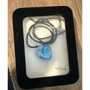 raula padke glass art heart pendant with rose